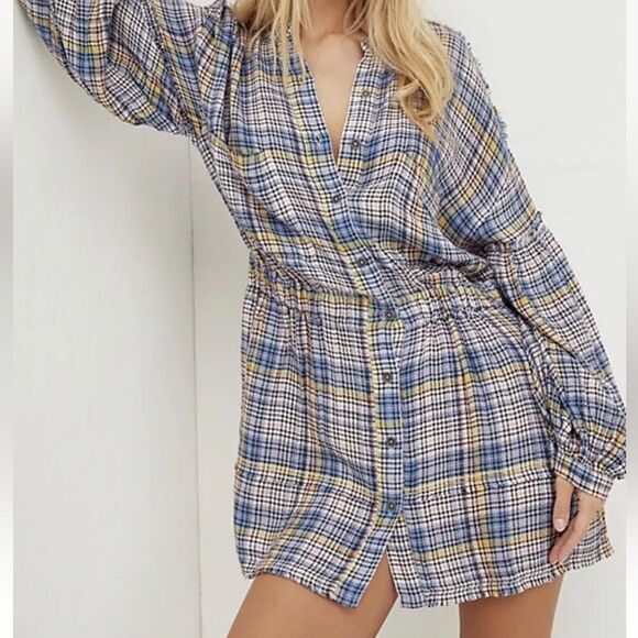 Free People By the Way Plaid Mini Dress size small - Picture 1 of 9